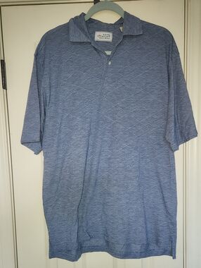 Heathered Blue Diamond-Textured Polo